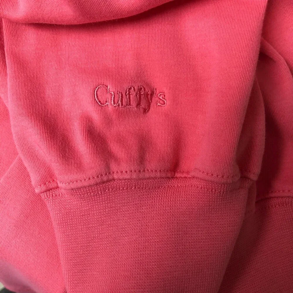 CUFFY'S Of Cape‎ Cod 1/4 Zip Shirt Men M Pink Coral Activewear Athleisure Logo